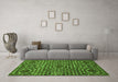 Machine Washable Abstract Green Modern Area Rugs in a Living Room,, wshabs309grn