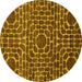 Round Abstract Yellow Modern Rug, abs309yw