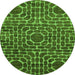 Round Machine Washable Abstract Green Modern Area Rugs, wshabs309grn