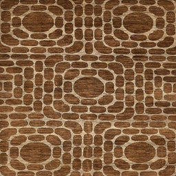 Square Machine Washable Abstract Red Brown Rug, wshabs309