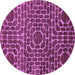 Round Machine Washable Abstract Purple Modern Area Rugs, wshabs309pur