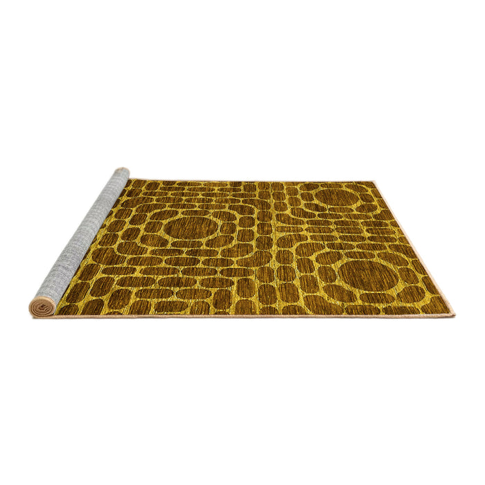 Sideview of Machine Washable Abstract Yellow Modern Rug, wshabs309yw