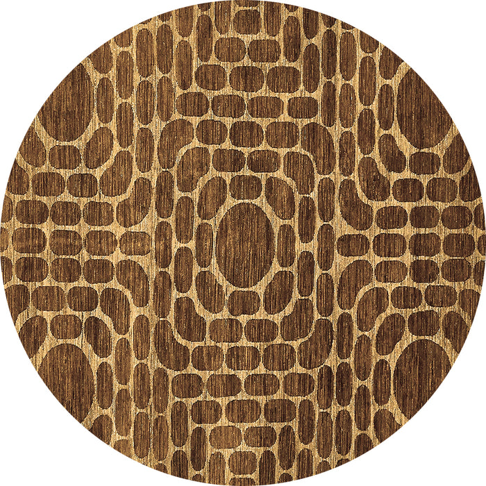 Round Machine Washable Abstract Brown Modern Rug, wshabs309brn