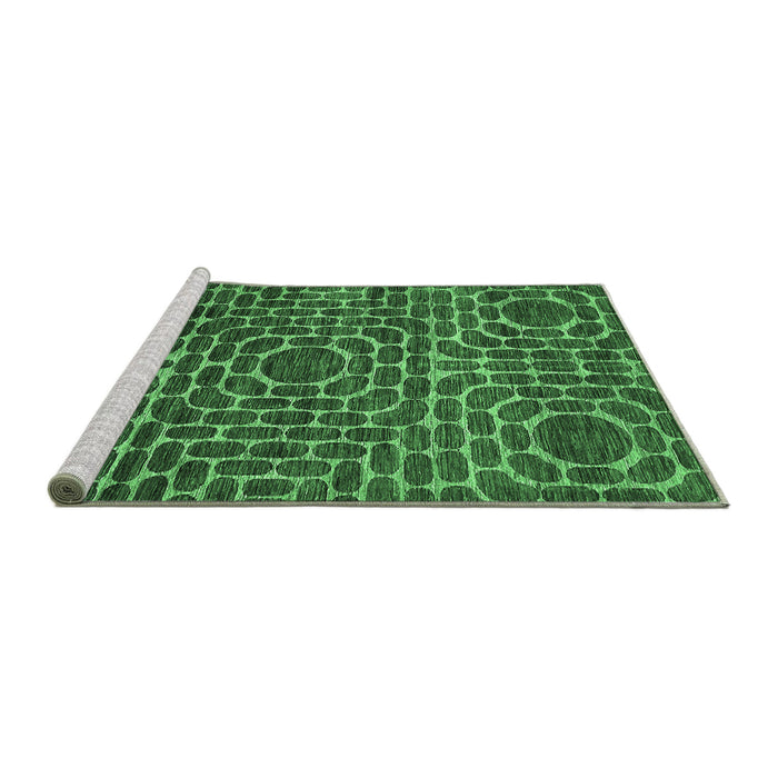 Sideview of Machine Washable Abstract Emerald Green Modern Area Rugs, wshabs309emgrn