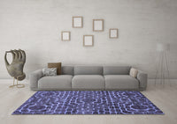 Machine Washable Abstract Blue Modern Rug, wshabs309blu