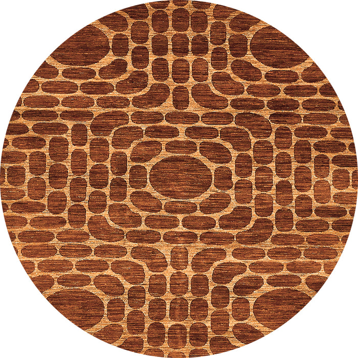 Round Machine Washable Abstract Orange Modern Area Rugs, wshabs309org