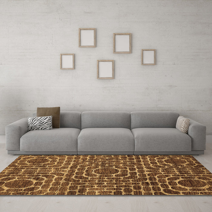 Machine Washable Abstract Brown Modern Rug in a Living Room,, wshabs309brn