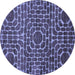 Round Machine Washable Abstract Blue Modern Rug, wshabs309blu