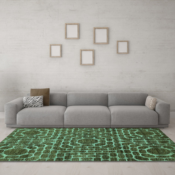 Machine Washable Abstract Turquoise Modern Area Rugs in a Living Room,, wshabs309turq