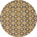 Round Machine Washable Abstract Brown Green Rug, wshabs30