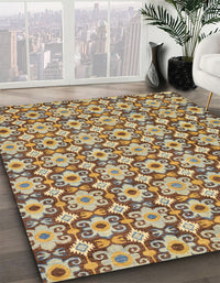 Abstract Brownish Green Modern Rug, abs30