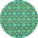 Round Machine Washable Abstract Turquoise Modern Area Rugs, wshabs30turq