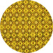 Round Machine Washable Abstract Yellow Modern Rug, wshabs30yw