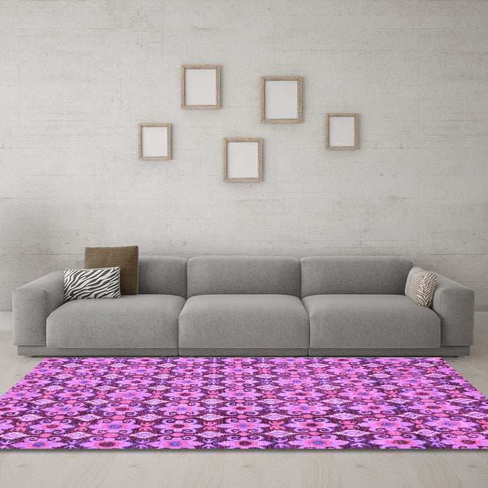 Machine Washable Abstract Purple Modern Area Rugs in a Living Room, wshabs30pur