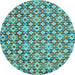 Round Abstract Light Blue Modern Rug, abs30lblu