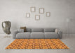 Machine Washable Abstract Orange Modern Area Rugs in a Living Room, wshabs30org