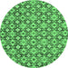 Round Machine Washable Abstract Emerald Green Modern Area Rugs, wshabs30emgrn