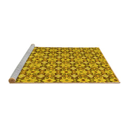 Sideview of Machine Washable Abstract Yellow Modern Rug, wshabs30yw