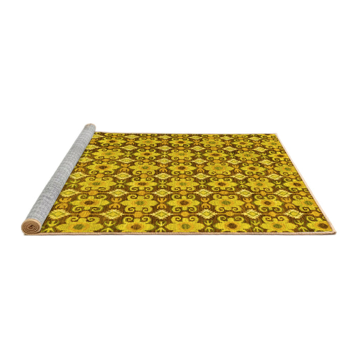 Sideview of Machine Washable Abstract Yellow Modern Rug, wshabs30yw