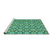 Sideview of Machine Washable Abstract Turquoise Modern Area Rugs, wshabs30turq