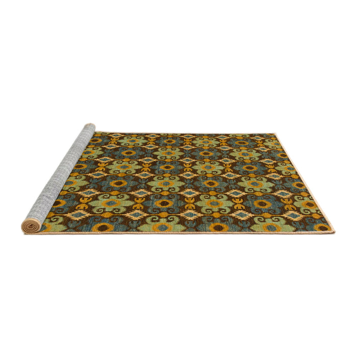 Sideview of Machine Washable Abstract Dark Golden Brown Rug, wshabs31