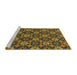 Sideview of Machine Washable Abstract Dark Golden Brown Rug, wshabs31