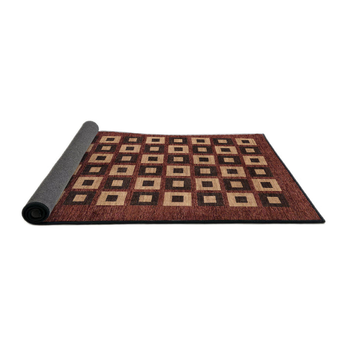 Sideview of Abstract Red Checkered Rug, abs310