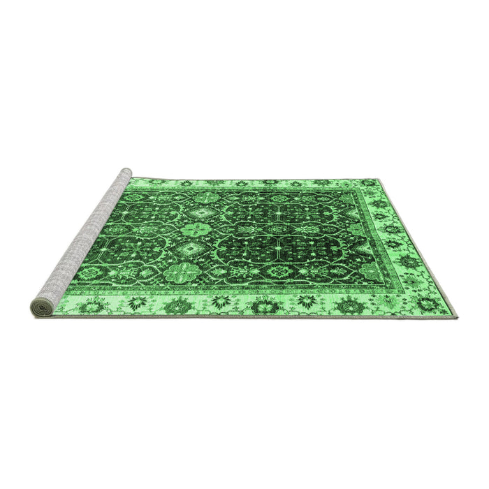 Sideview of Machine Washable Oriental Emerald Green Traditional Area Rugs, wshabs3100emgrn