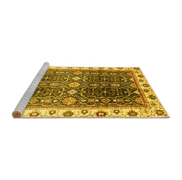 Sideview of Machine Washable Oriental Yellow Traditional Rug, wshabs3100yw