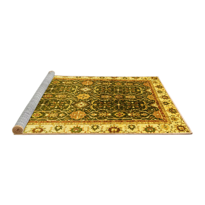 Sideview of Machine Washable Oriental Yellow Traditional Rug, wshabs3100yw
