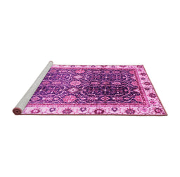 Sideview of Machine Washable Oriental Pink Traditional Rug, wshabs3100pnk