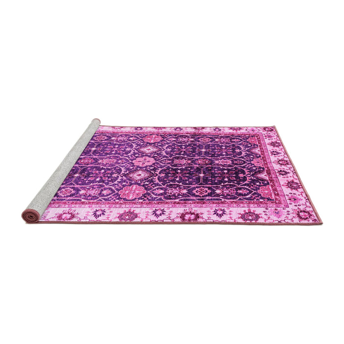 Sideview of Machine Washable Oriental Pink Traditional Rug, wshabs3100pnk