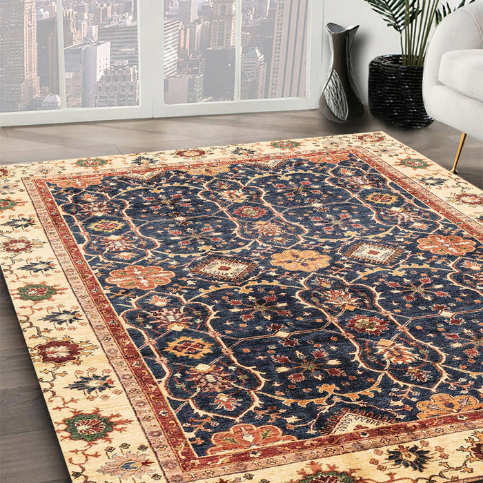 Machine Washable Abstract Yellow Rug in a Family Room, wshabs3100