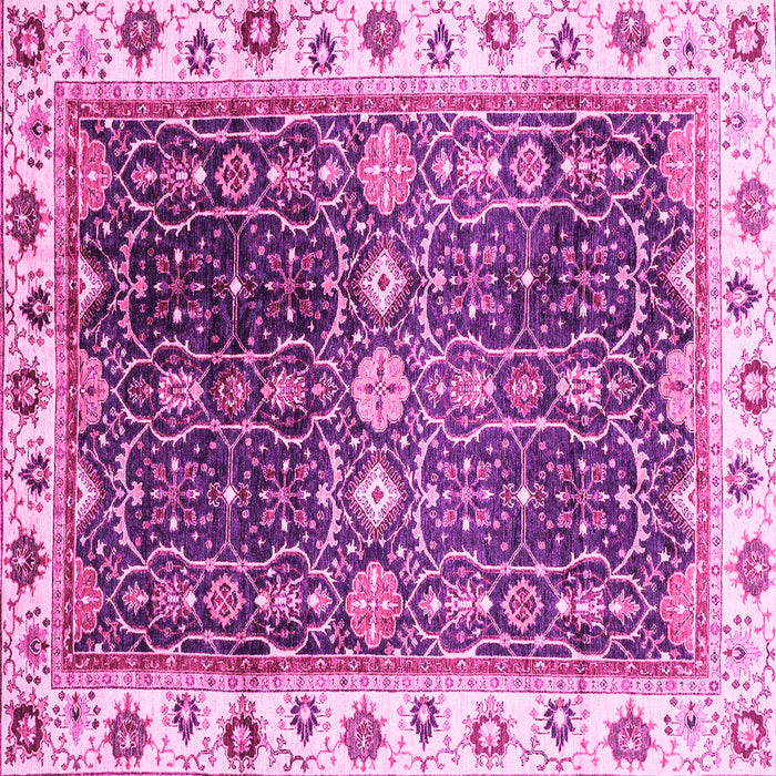 Square Machine Washable Oriental Pink Traditional Rug, wshabs3100pnk