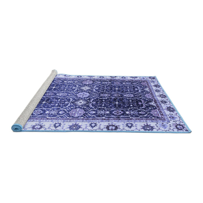 Sideview of Machine Washable Oriental Blue Traditional Rug, wshabs3100blu