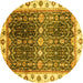 Round Oriental Yellow Traditional Rug, abs3100yw