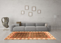 Machine Washable Oriental Orange Traditional Rug, wshabs3100org