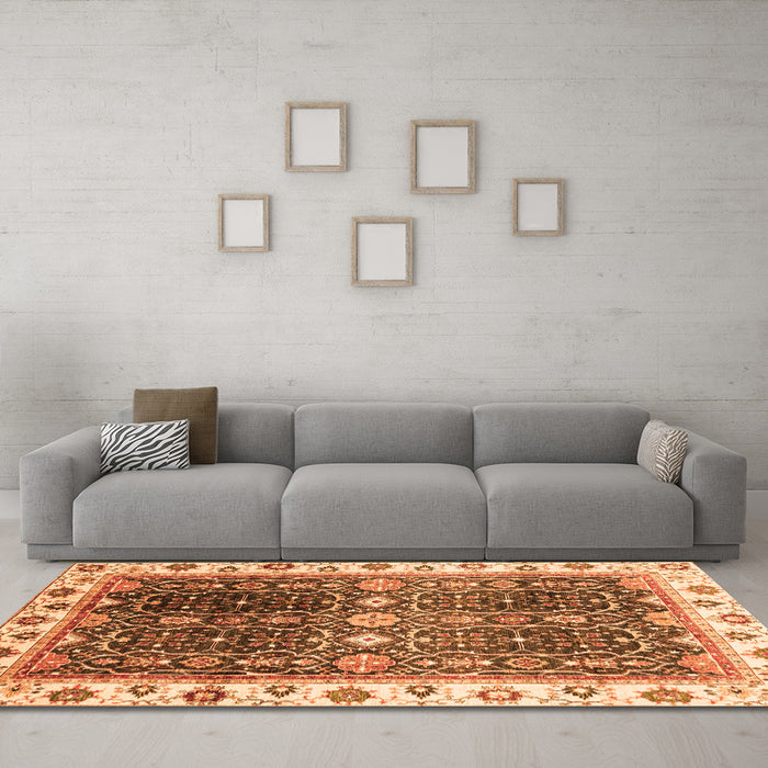 Machine Washable Oriental Orange Traditional Area Rugs in a Living Room, wshabs3100org