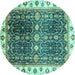 Round Oriental Turquoise Traditional Rug, abs3100turq