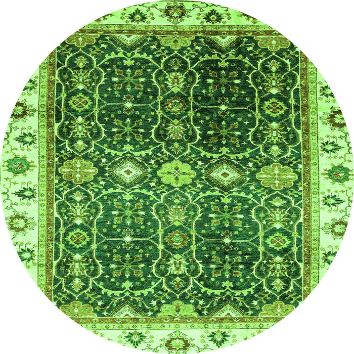 Round Oriental Green Traditional Rug, abs3100grn