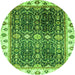 Round Oriental Green Traditional Rug, abs3100grn