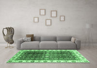 Machine Washable Oriental Emerald Green Traditional Rug, wshabs3100emgrn