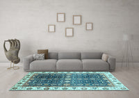 Machine Washable Oriental Light Blue Traditional Rug, wshabs3100lblu