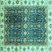 Square Oriental Turquoise Traditional Rug, abs3100turq