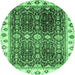 Round Oriental Emerald Green Traditional Rug, abs3100emgrn