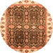 Round Oriental Orange Traditional Rug, abs3100org