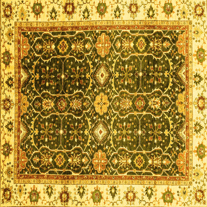 Square Machine Washable Oriental Yellow Traditional Rug, wshabs3100yw
