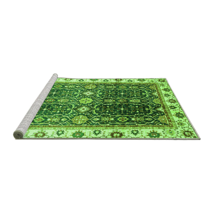 Sideview of Machine Washable Oriental Green Traditional Area Rugs, wshabs3100grn