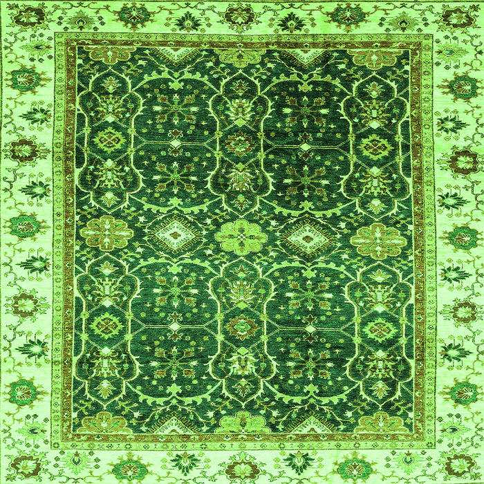 Square Oriental Green Traditional Rug, abs3100grn