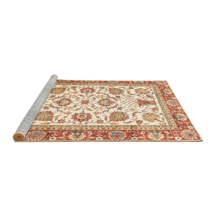 Sideview of Machine Washable Abstract Khaki Gold Rug, wshabs3101